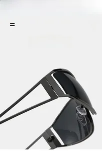 Detail of ergonomic nose pads and hollow temple hinges on gray polarized sunglasses