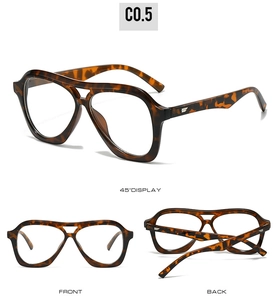 Three perspectives of tortoise shell aviator glasses frames with double bridge design