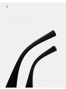 Detail view of curved glossy black temples of aviator sunglasses for comfortable wear