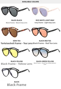 Collection of seven colorful oversized aviator sunglasses with stylish rivets and smooth frames