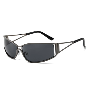 Y2K Hollow Rectangle Sunglasses Metal Frame UV400 Protection Retro Cyberpunk Street Wear Eyewear For Men Women