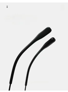 Detail of ergonomic black pure titanium temples showing comfortable curved leg design
