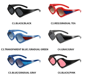 Six options de couleurs pour lunettes de soleil géométriques tendance avec verres teintés