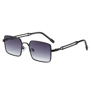 Fashion Square Sunglasses Metal Frame Woven Temple UV400 Gradient Lens Retro Streetwear Eyewear For Women Men
