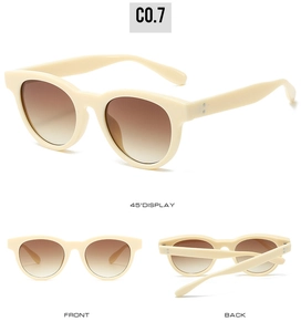 Three-angle display of vintage milk tea sunglasses with gradient brown lenses