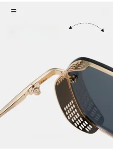 Detail of durable texture hinge on vintage metal sunglasses with folding resistance