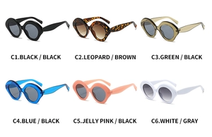 Six colors of retro chunky oval sunglasses including leopard and solid high-quality resin