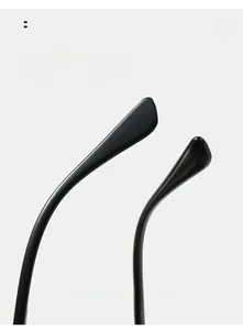 Macro shot of ergonomic curved black sunglasses legs for comfortable wearing