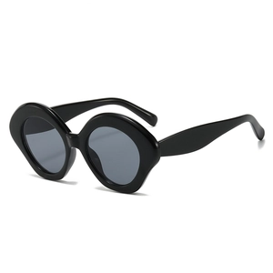 Retro Oval Sunglasses PC Frame Thick Rim UV Protection Fashion Shades For Women Travel Outdoor Versatile Eyewear