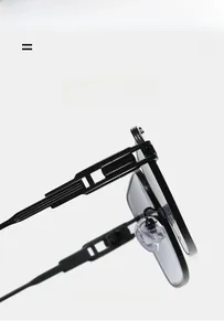 Detailed view of lightweight elastic temples and modern frame hinges on black sunglasses
