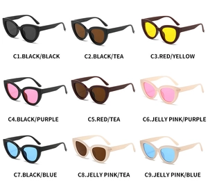 Matrix view of oversized cat-eye sunglasses in multiple frame and lens color variations