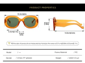 Detailed size specifications for oval sunglasses with dimensions of frame and lens