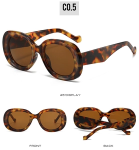 Detailed views of tortoise shell oval sunglasses with brown lenses and sturdy hinges