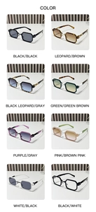 Grid view of vintage small square sunglasses showcasing eight diverse frame and lens colors
