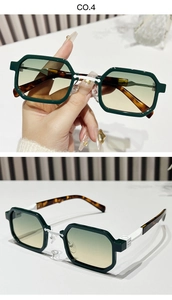 Close-up of vintage square sunglasses with gradient lenses and tortoise shell temples