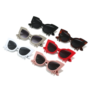 Chic cat eye sunglasses set with unique teardrop crystals in 6 assorted trendy colors