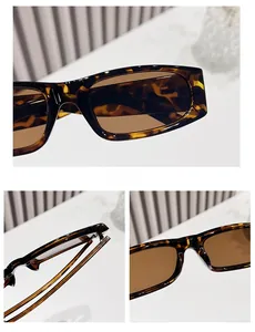 Détails de lunettes de soleil rectangulaires en écaille, monture, charnières et plaquettes