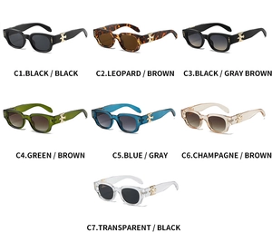 Détails des lunettes de soleil carrées avec croix en métal et aigle en plusieurs couleurs