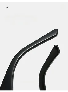 Close-up of sleek black curved temples on square sunglasses for comfortable wear