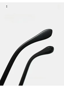 Detail of curved temples on black square Y2K sunglasses for comfortable wear and fit