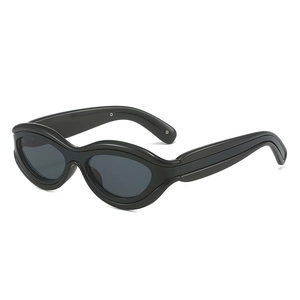 Retro Oval Sunglasses For Men Women Thick Wave Frame UV400 Protection PC Lens Fashion Vintage Eyewear Outdoor Party
