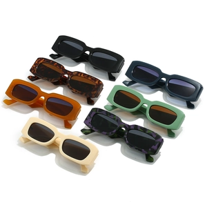Square rectangular sunglasses in seven vibrant colors like orange and green with dark lenses