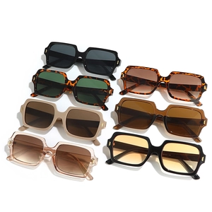 Retro square sunglasses collection in various colors with golden metal accents on frame