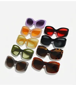 Detailed grid of oversized Y2K sunglasses in eight vibrant colors with waterproof frames