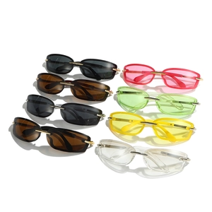 Square candy-colored Y2K frameless metal sunglasses in 8 assorted vintage colors