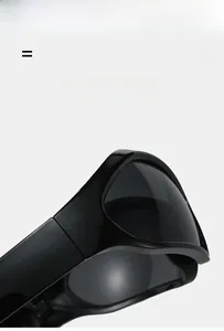 Detail of glossy black frame with translucent lenses and super elastic material