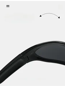 Detail of durable reinforced hinges on sleek black futuristic wrap-around sunglasses