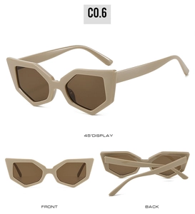 Vues détaillées multi-angles de lunettes de soleil œil-de-chat kaki au style moderne