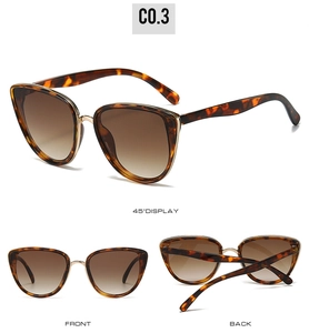 Classic cat eye sunglasses with tortoise shell frames shown in multiple display angles