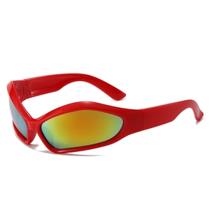 Cyberpunk Wrap Around Sunglasses Future Tech Sporty UV400 Y2K Cat Eye PC Frame Fashion Eyewear For Men And Women