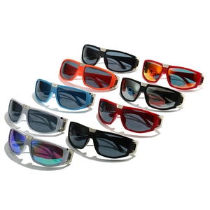 Fashionable wrap-around sports sunglasses with colorful lenses for outdoor activities