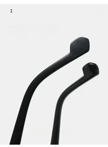 Detailed macro view of black ergonomic curved temples for comfortable sunglasses wear