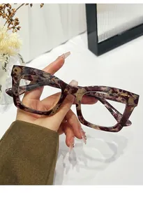 Close-up of stylish tortoiseshell square frame glasses with anti-blue light protective lenses