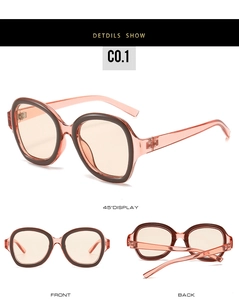Vues détaillées des lunettes de soleil roses Y2K montrant l'avant, l'arrière et le profil