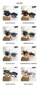 Collage of retro oversized square sunglasses in black, leopard, and various frame colors