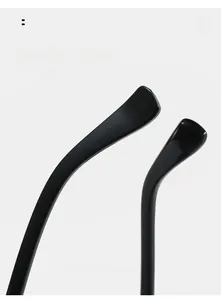 Detail of curved temples on black fashion sunglasses for comfortable ergonomic fit