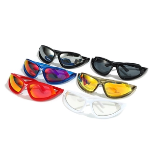 Y2K sporty cat eye sunglasses set with colorful mirrored lenses and wrap frames