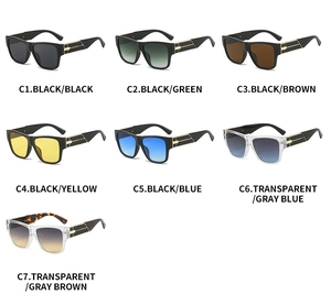 Variantes de couleurs pour lunettes de soleil carrées avec détails géométriques dorés