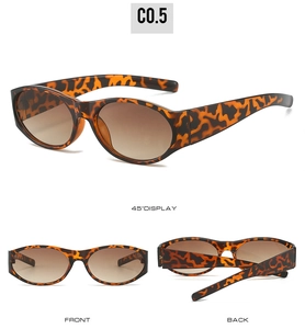 Tortoiseshell oval sunglasses with gradient brown lenses shown from multiple viewpoints