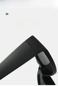 Macro detail showing ultra-lightweight flexible hinges of black oval fashion sunglasses