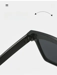 Detail view of durable metal hinge on black oversized rhinestones sunglasses for women