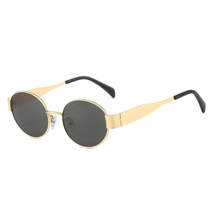 Retro Oval Sunglasses Metal Frame UV Protection PC Lens Vintage Round Fashion Eyewear For Men Women Trendy
