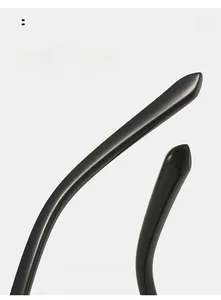 Macro shot of curved black glossy sunglasses temples with ergonomic design for comfort