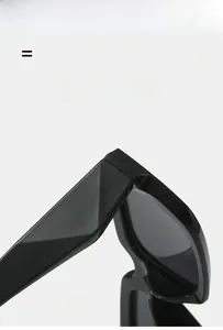 Detail view of square sunglasses hinge featuring high-quality geometric cut temples