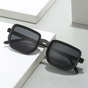 Modern black square sunglasses with bold matte frame and dark grey lenses for fashion