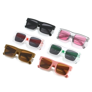 Square fashion sunglasses with UV protection in six colors including black and pink